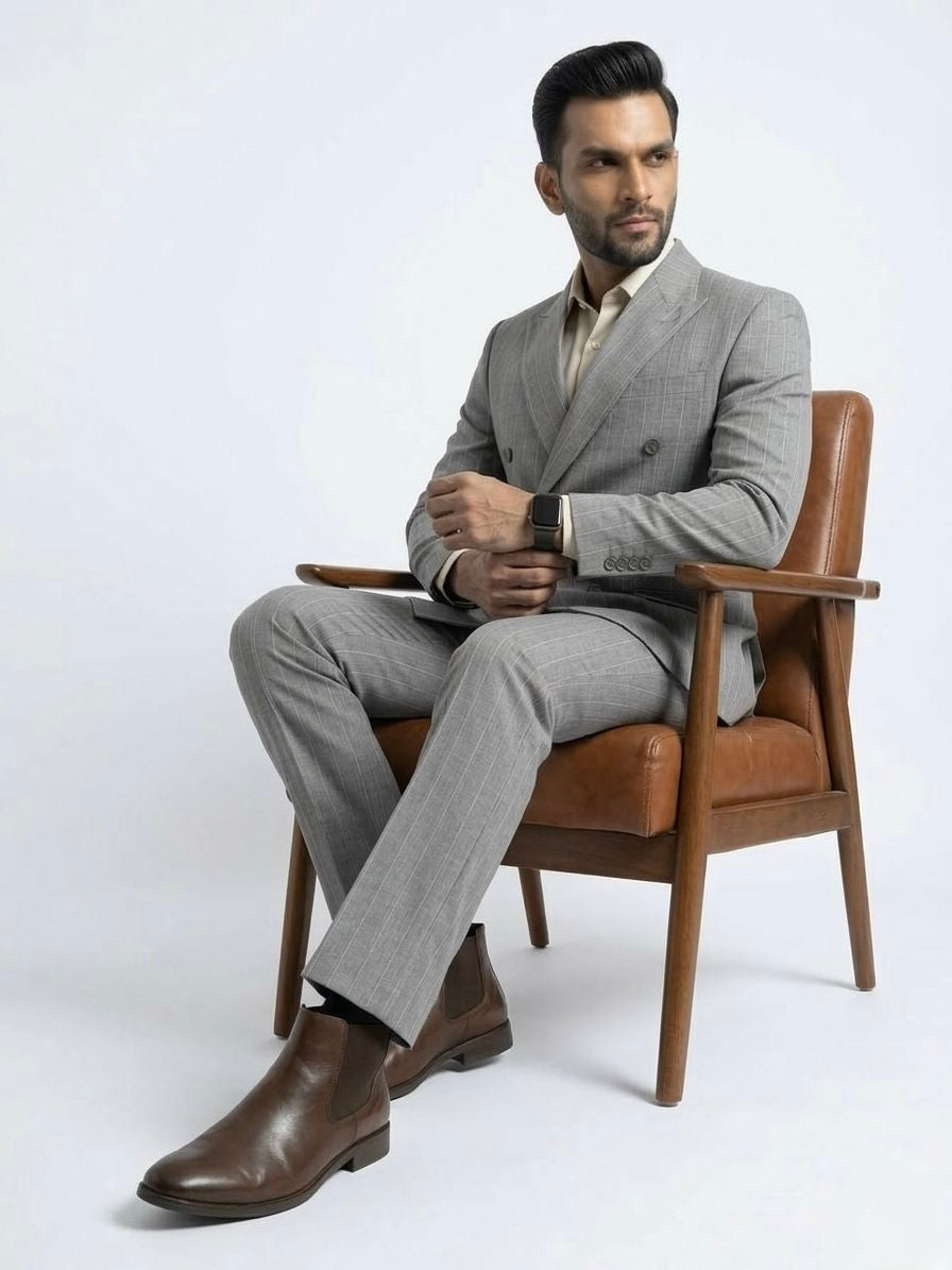 Grey Double Breasted Suit